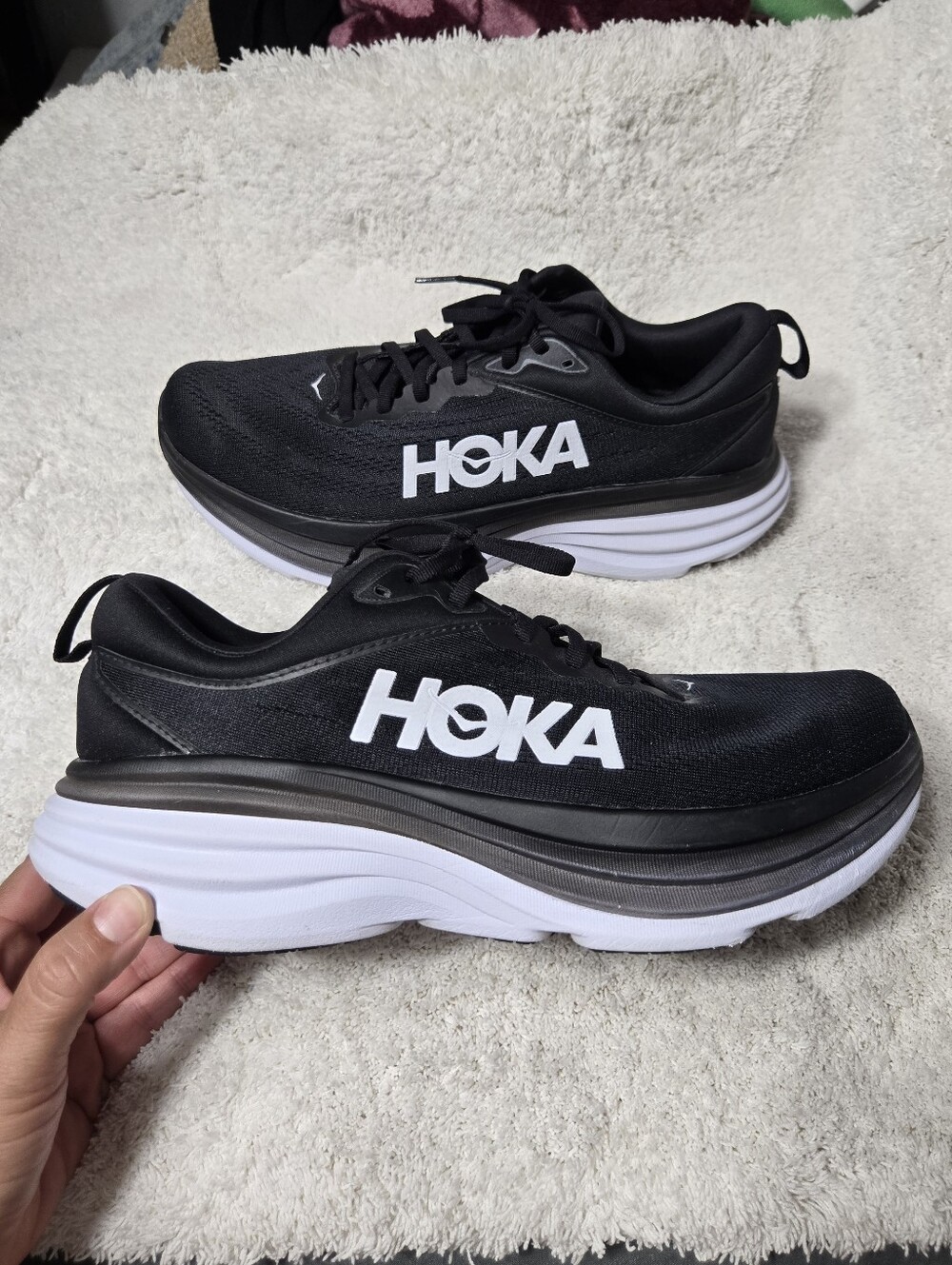 HOKA Bondi 8 Black White women's sz 11B